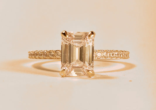 Sterling Silver 925 Emerald Cut Cubic Zirconia Ring